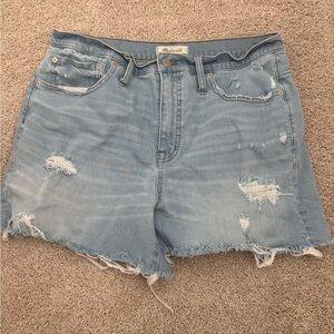 Madewell Women's Ripped Jean Shorts - Light Blue